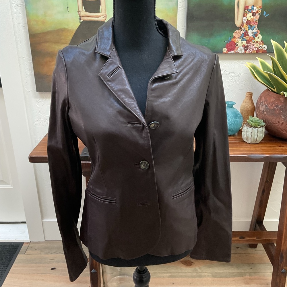 ‼️‼️JUNE LEATHER BLAZER IN ESPRESSO BROWN
